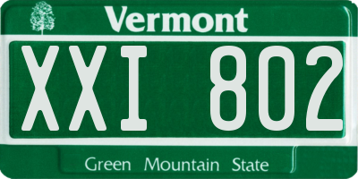 VT license plate XXI802