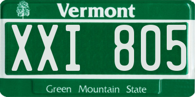 VT license plate XXI805