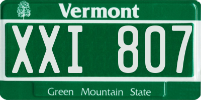VT license plate XXI807