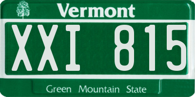VT license plate XXI815