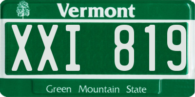 VT license plate XXI819