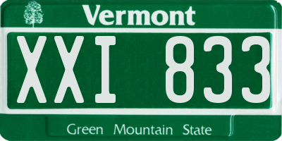 VT license plate XXI833