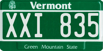 VT license plate XXI835