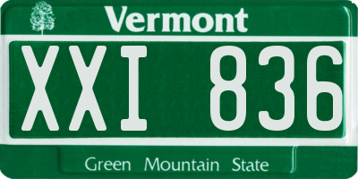VT license plate XXI836