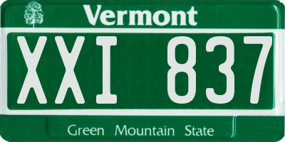 VT license plate XXI837