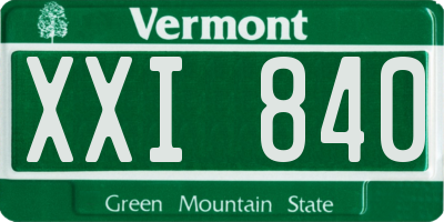 VT license plate XXI840
