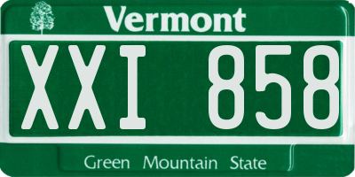 VT license plate XXI858