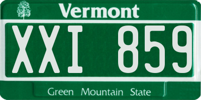 VT license plate XXI859