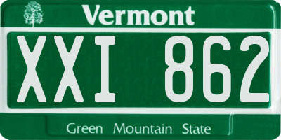 VT license plate XXI862