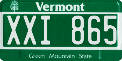 VT license plate XXI865