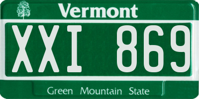 VT license plate XXI869
