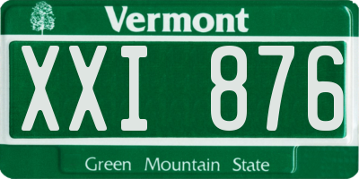 VT license plate XXI876