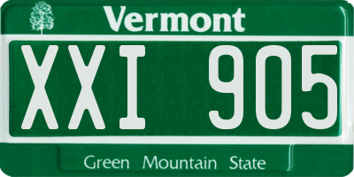 VT license plate XXI905