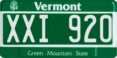VT license plate XXI920