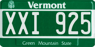 VT license plate XXI925