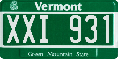 VT license plate XXI931