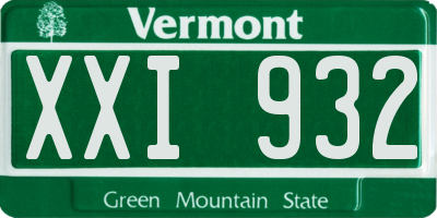 VT license plate XXI932
