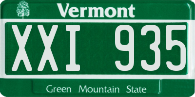 VT license plate XXI935