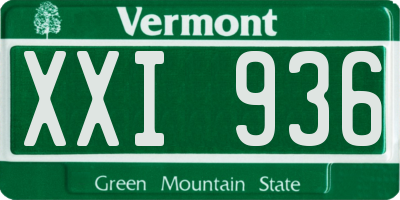 VT license plate XXI936