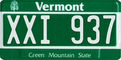 VT license plate XXI937