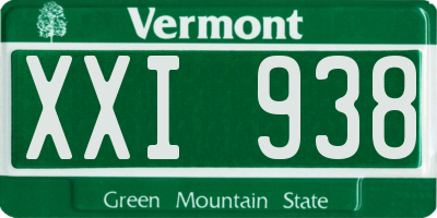 VT license plate XXI938