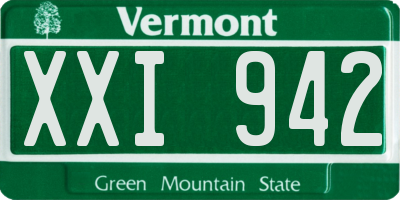 VT license plate XXI942