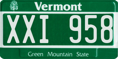 VT license plate XXI958