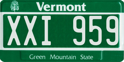 VT license plate XXI959
