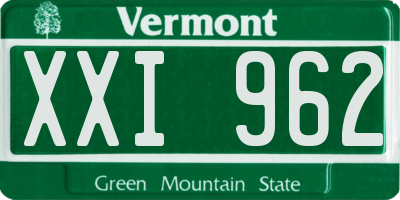 VT license plate XXI962