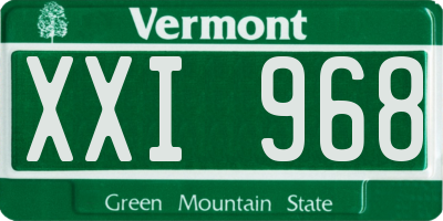 VT license plate XXI968