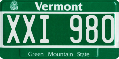 VT license plate XXI980