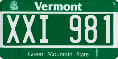 VT license plate XXI981