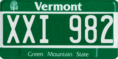 VT license plate XXI982