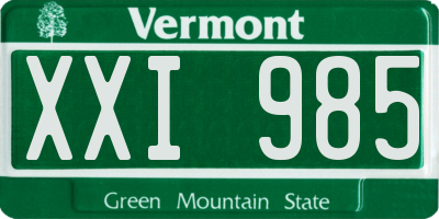 VT license plate XXI985