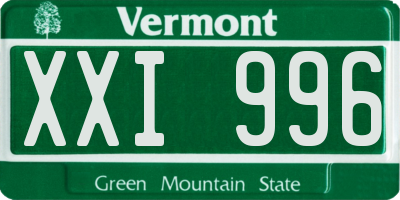 VT license plate XXI996