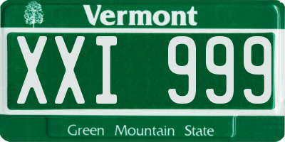 VT license plate XXI999