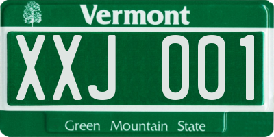 VT license plate XXJ001