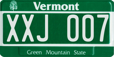 VT license plate XXJ007