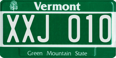 VT license plate XXJ010