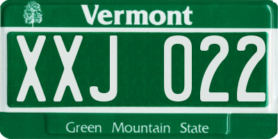 VT license plate XXJ022