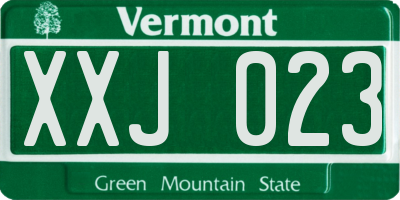 VT license plate XXJ023