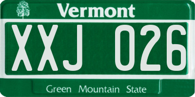 VT license plate XXJ026