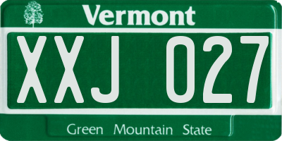 VT license plate XXJ027