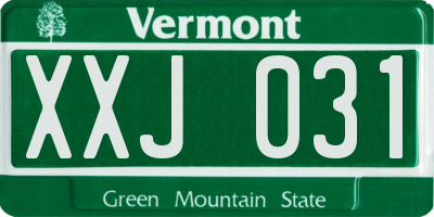 VT license plate XXJ031
