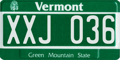 VT license plate XXJ036