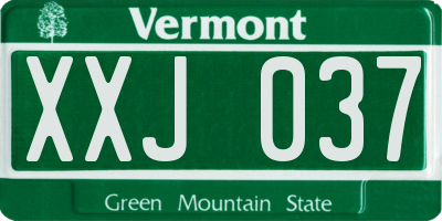 VT license plate XXJ037