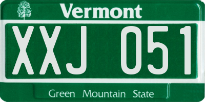 VT license plate XXJ051