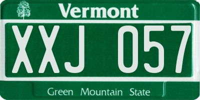 VT license plate XXJ057