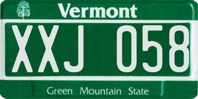 VT license plate XXJ058