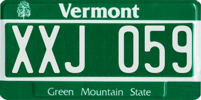 VT license plate XXJ059